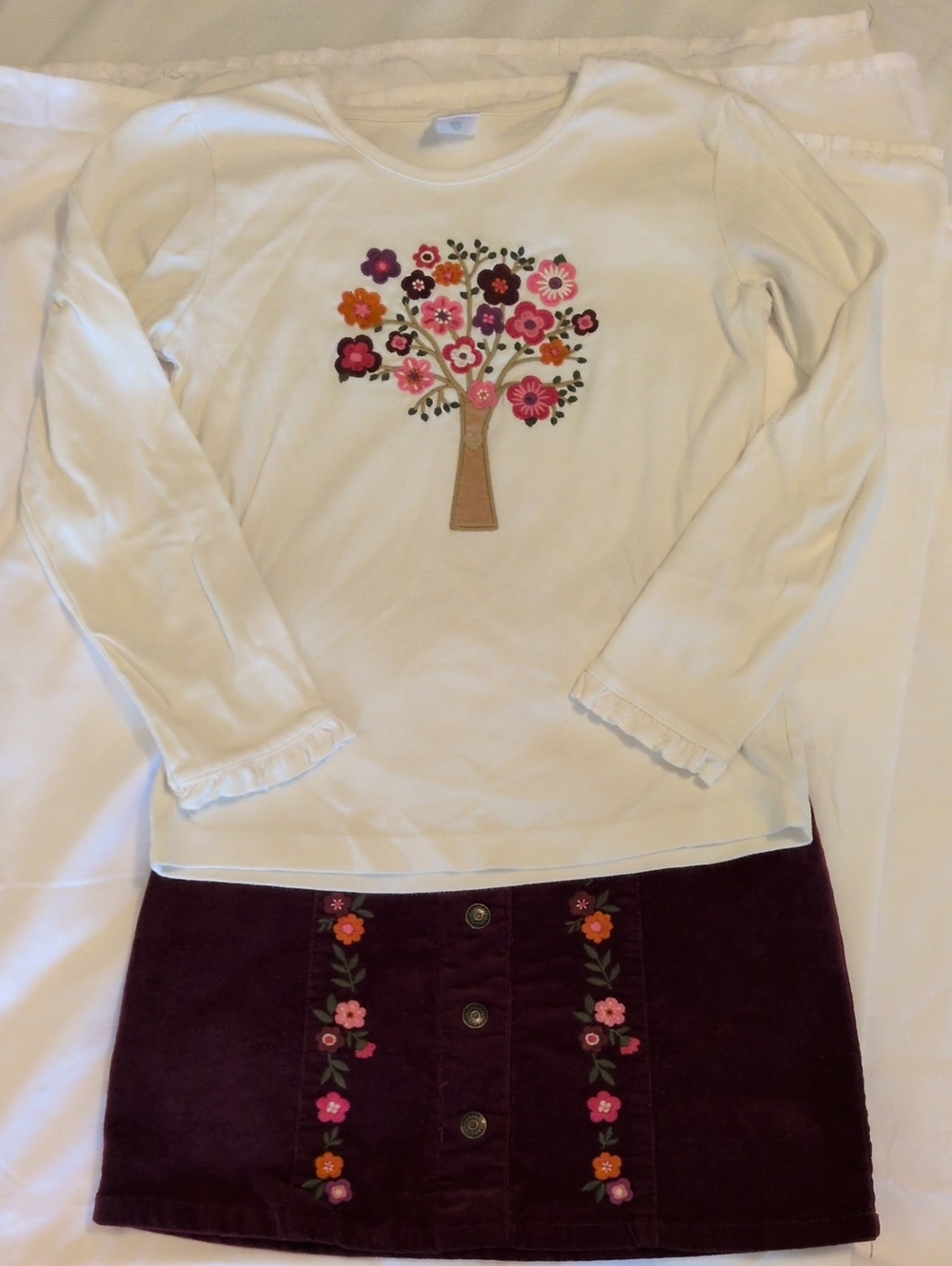 Gymboree Skirt Shirt Floral Outfit 10